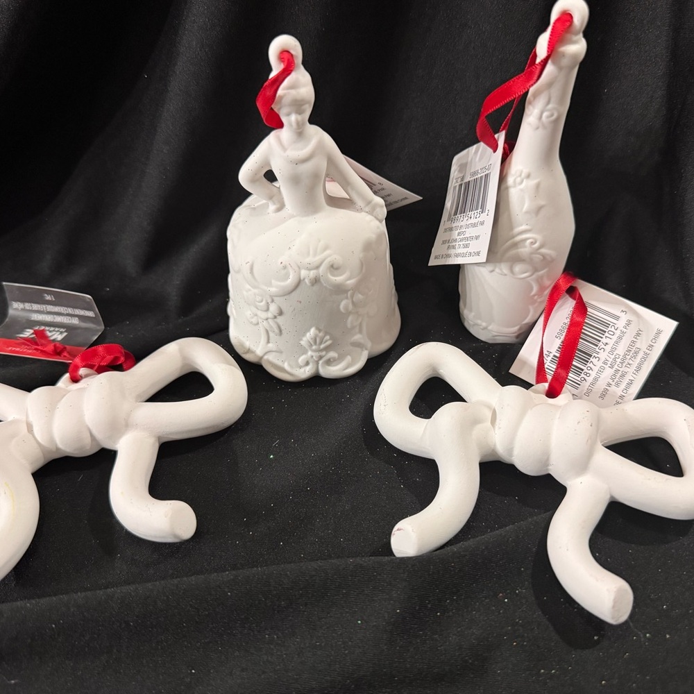 Ashland Elegant White Ornament Set with Red Accents